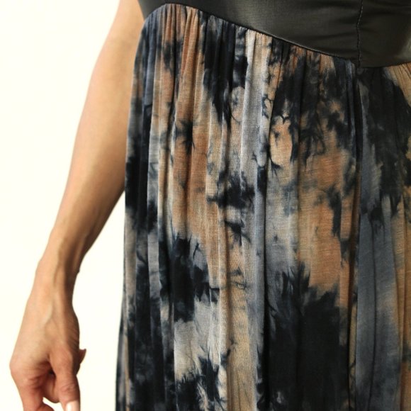 Love Culture Maxi Dress Pleather Tie Dye Black - Picture 4 of 5
